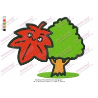 Big Tree with Leaf Embroidery Design